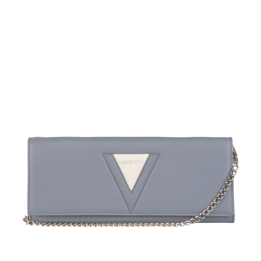 Lange Clutch Bag aus Kalbsleder in blau -BONA DEA-